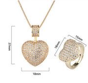 Luxury Big Heart Shape Pendant Necklace Ring