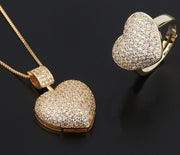 Luxury Big Heart Shape Pendant Necklace Ring