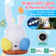 6.2FT Luminous LED Cartoon Easter Inflatable Rabbit Easter 4FT Inflatable Bunny Outdoor Decorations