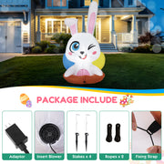 6.2FT Luminous LED Cartoon Easter Inflatable Rabbit Easter 4FT Inflatable Bunny Outdoor Decorations