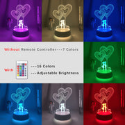 3D Night Light Love LED Bedroom Dormitory Bedside Table Lamp Decoration