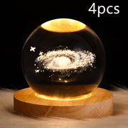 LED Night Light Galaxy Crystal Ball Table Lamp 3D Planet Moon Lamp Bedroom Home Decor For Kids Party Children Birthday Gifts