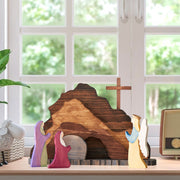 Wooden Easter Creche - NATURAL Easter Jesus Wooden Decoration