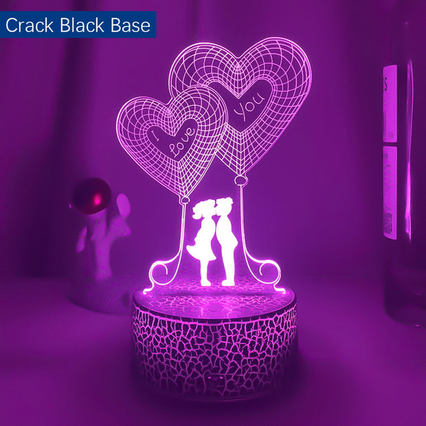 3D Night Light Love LED Bedroom Dormitory Bedside Table Lamp Decoration