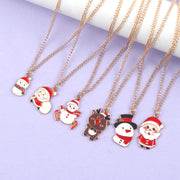 Christmas Necklace Cute Cartoon Santa Claus Snowman Elk Pendant