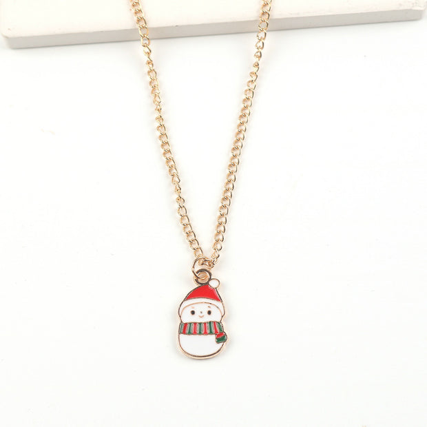 Christmas Necklace Cute Cartoon Santa Claus Snowman Elk Pendant