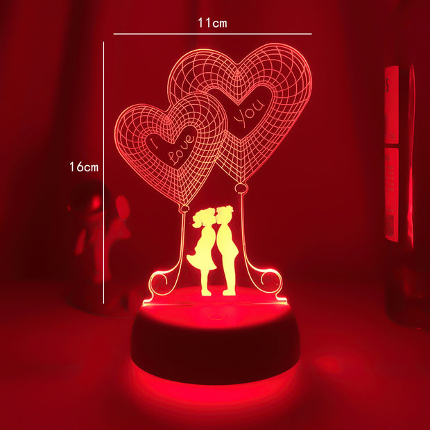 3D Night Light Love LED Bedroom Dormitory Bedside Table Lamp Decoration