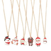 Christmas Necklace Cute Cartoon Santa Claus Snowman Elk Pendant