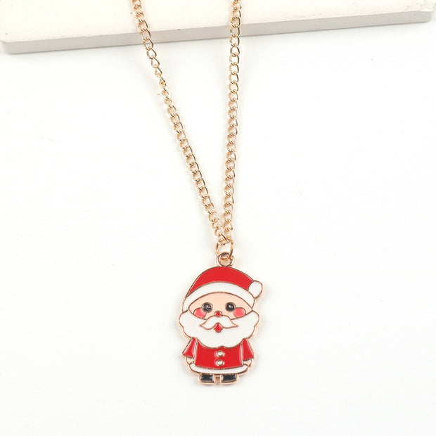 Christmas Necklace Cute Cartoon Santa Claus Snowman Elk Pendant